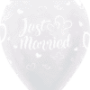 Huwelijksballonnen - Just Married Pearl wit (25 stuks)