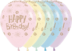 Verjaardagsballonnen - Happy Birthday Sun Pastel (25 stuks)